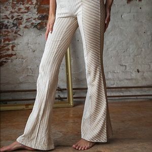 Free People Slim Pull On Flare Pants Vanilla Creme